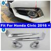 Chrome Car Front Fog Lamp Lights Eyebrow Eyelid Decor Ring Cover Trim For Honda Civic 2016 - 2018 Exterior Refit Kit Accessories