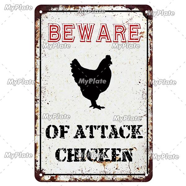 [MyPlate] Vintage Farm Chickens Retro Poster  Metal Sign Plate Tin Sign Wall Crafts Decor For Home Room Plaque Decoration Gift