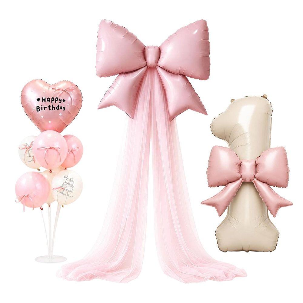40 Inch Large Number Balloon Set DIY Bowknot Design Foil Balloon Set  Party Atmosphere Setup