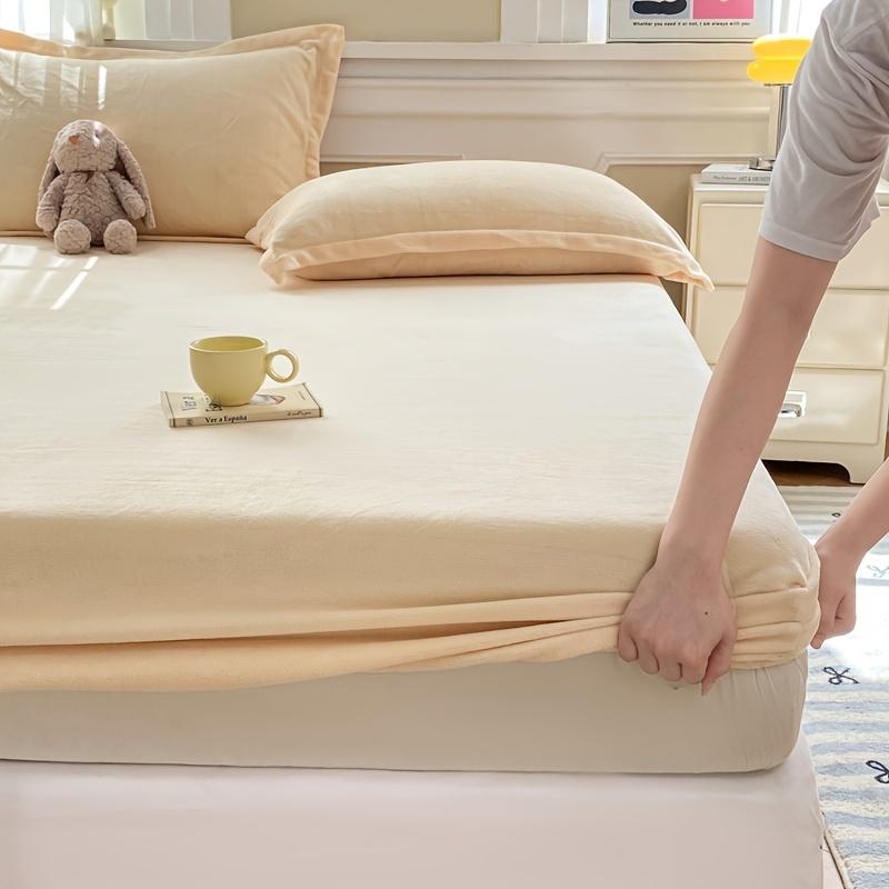 1pc Cozy Fitted Sheet Mattress Protector Soft Warm and Breathable Multiple Colors, Green, Purple, Gray Snug Fit for All Seasons Perfect for Bedrooms