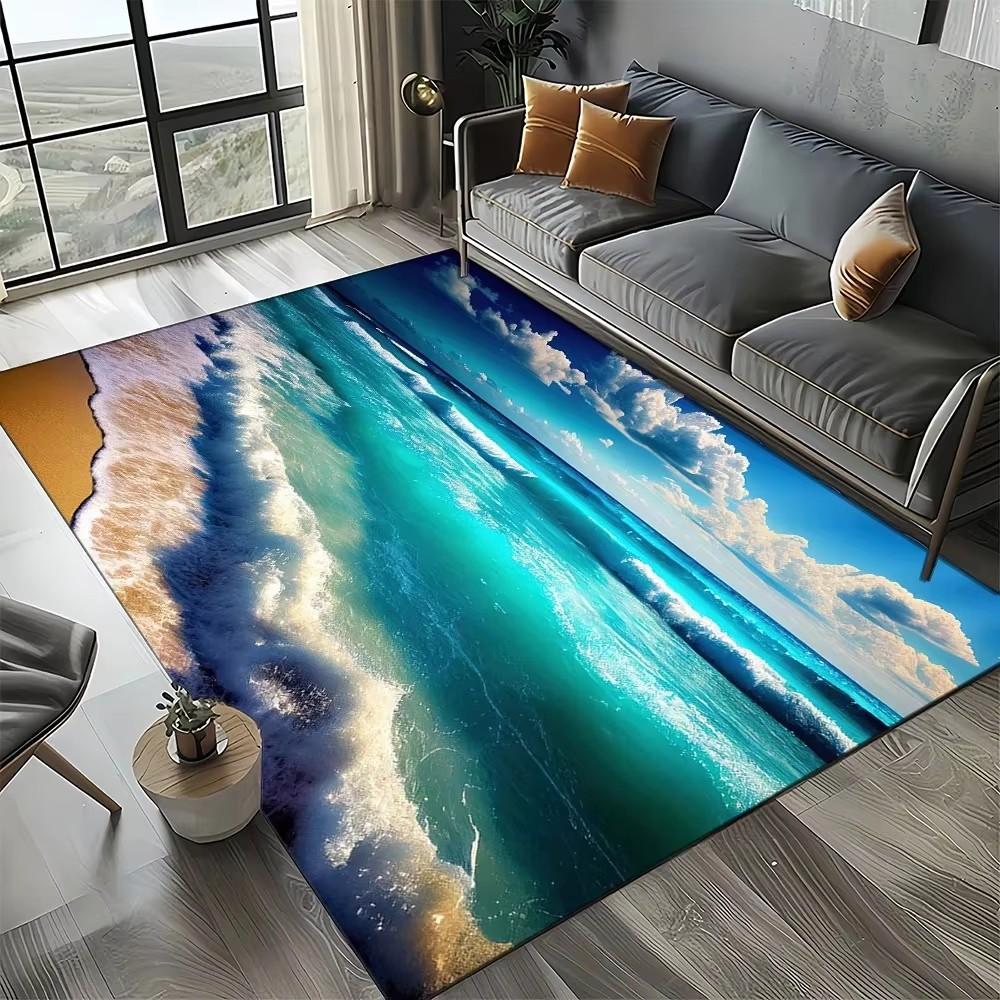 Coastal Beach Sea Style Mat Carpets for Living Room Children's Bedroom Living Room Anti Slip Crawling Rug Living Room Decoration