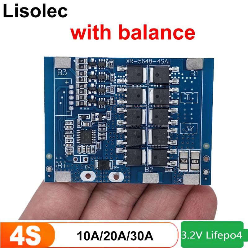 Lifepo4 4S 12V 10A 20A 30A Balance BMS Board 18650 Battery Charge/Discharge/ Short Circuit/Overcharge Protection for Tools