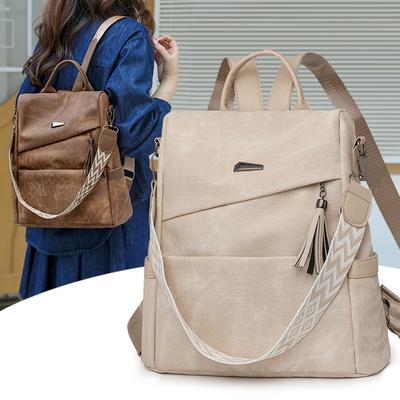 Women's Backpack Soft Leather Multi-function Shoulder Bag Student Schoolbag
