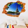 3D Broken Wall Eiffel Towel Fake Window View Wall Sticker Decals Removable Wallpaper Decal Stickers Home Decoration