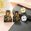 Lucktune Our Lady of Perpetual Help Brooch Catholic Virgin Mary Lapel Pin Stainless Steel Religious Christian Faith Jewelry Gift