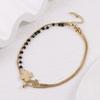 18K Gold Plated Double Layer Heart & Pearl Pendant Bracelet for Women