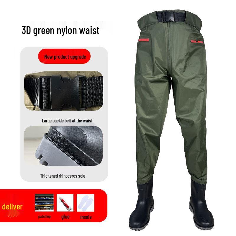 

Новые нейлоновые вейдерсы до пояса: Утепленные штаны до середины тела для посадки риса, рыбалки и дождя. 42-43