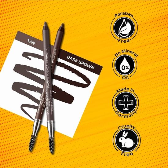 FACES CANADA Ultime Pro Eyebrow Defining Pencil - Dark Brown 02, 1.2 G | Gel Gliding, Long Lasting Color Pay Off | Natural Looking Brows