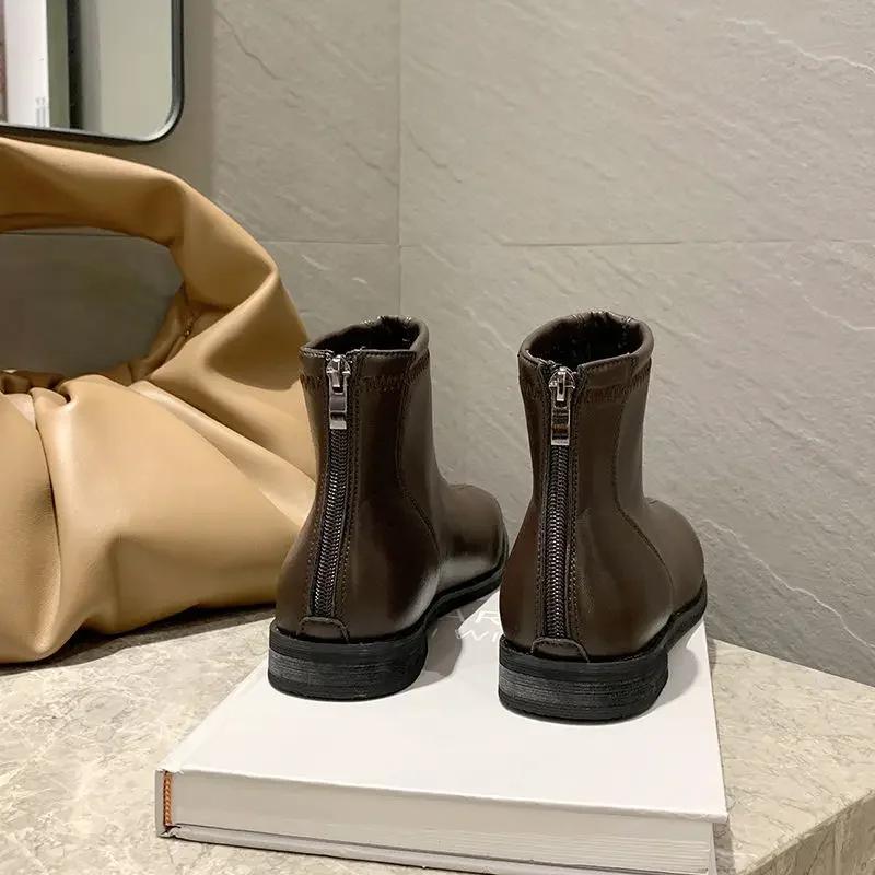 Fashion Booties Waterproof Ankle Boots for Women Winter 2024 Flat Pu Chic and Elegant High Quality On Offer Promotion Woman Short Shoes