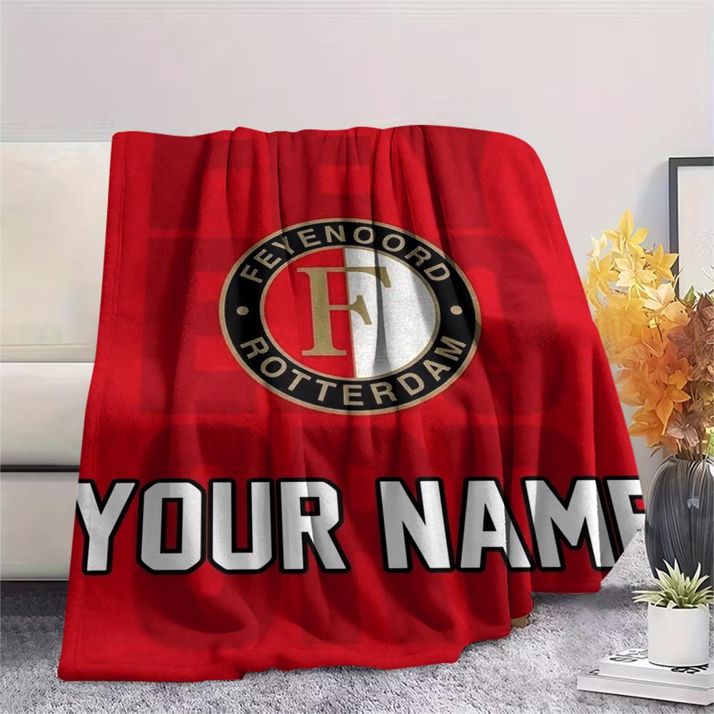 1PC Custom Name Feyenoord Patterned Flannel Blanket Suitable For All Seasons for Home Decor Warmth and Comfort Gifts Holiday Present