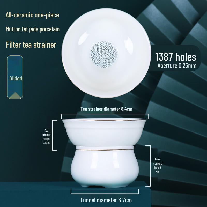 

Dehua White Porcelain Gilded Tea Strainer Filter