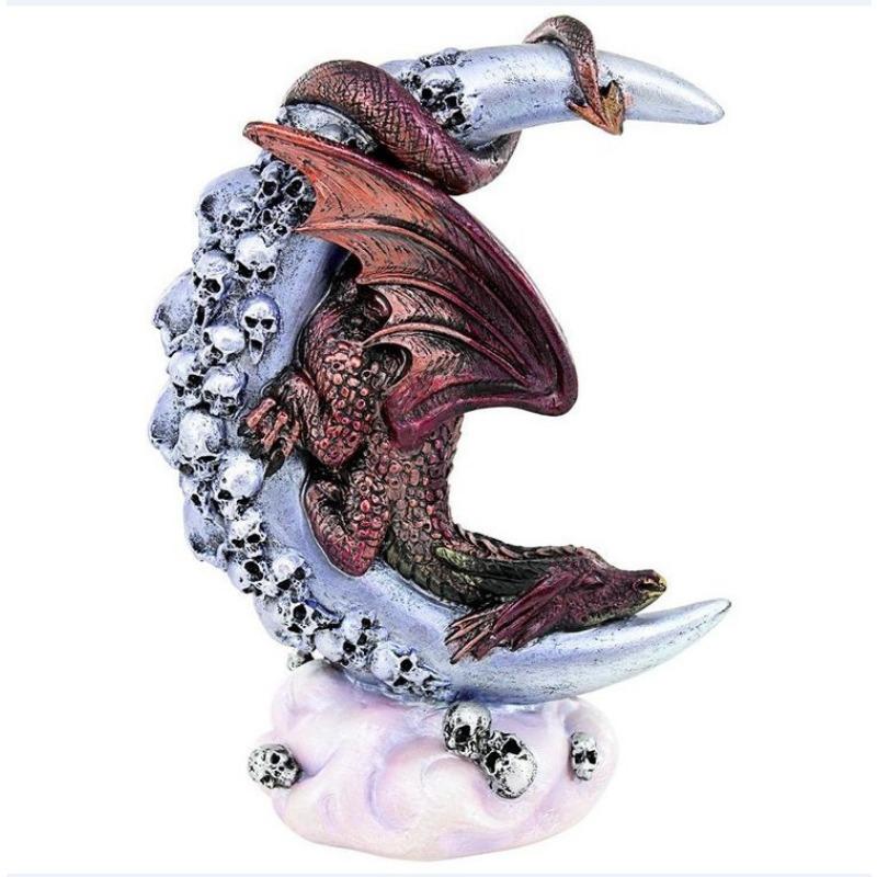 Halloween Moonlight Dragon Statue Gothic Style Decoration Skull Crescent Sculpture Ornament Resin Crafts home decoration