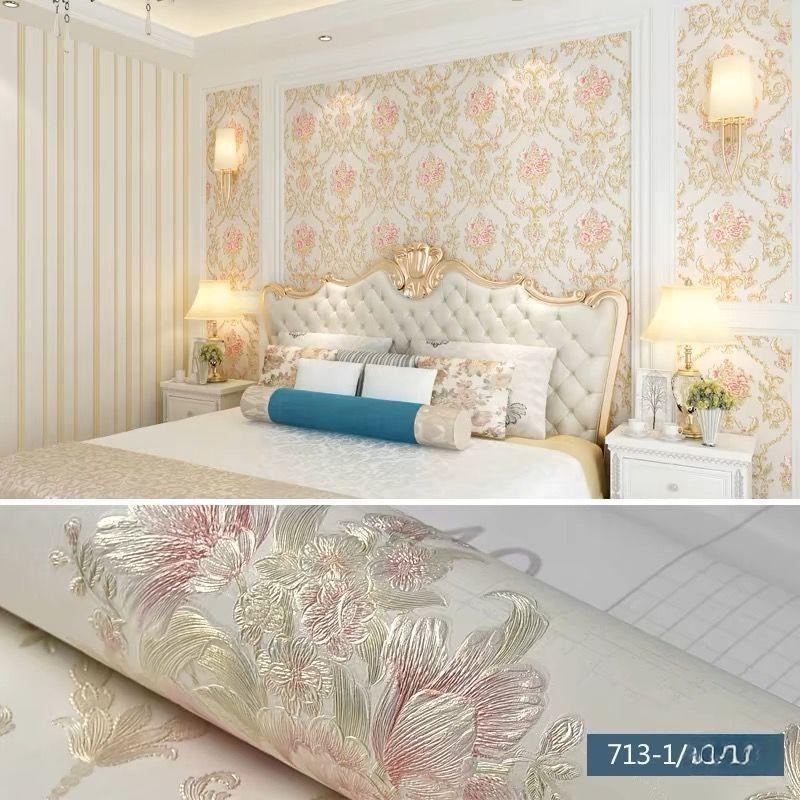 Abziehbar & Aufklebbar Tapete Floral Abnehmbares Kontaktpapier mit Realistischem 3D-Blumen- und Blattmuster, Vliestapete für Schlafzimmer, Wohnzimmerwände