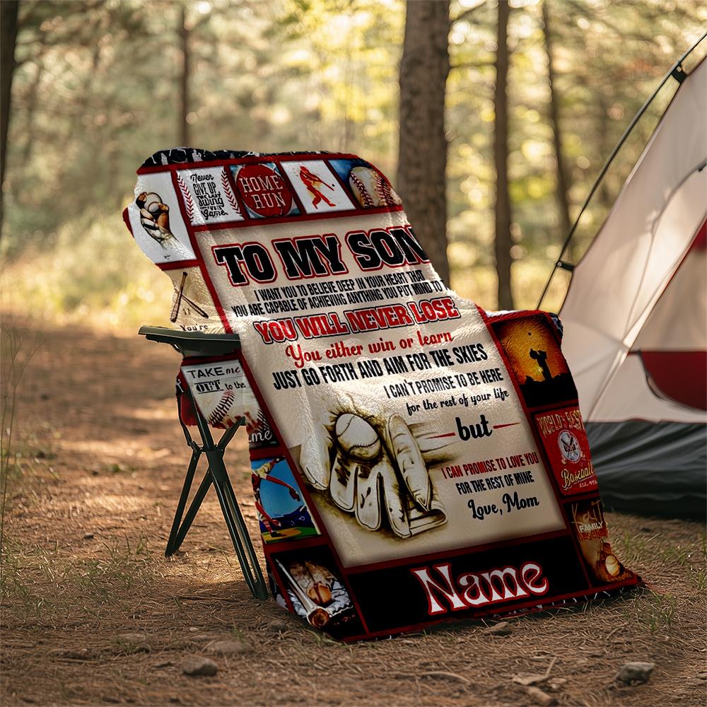 Baseball Passion Life Dreams Future Customizable Outdoor Blanket Personalized Text Durable Comfort Throw For Picnics Outdoor Travel And Camping Sofa