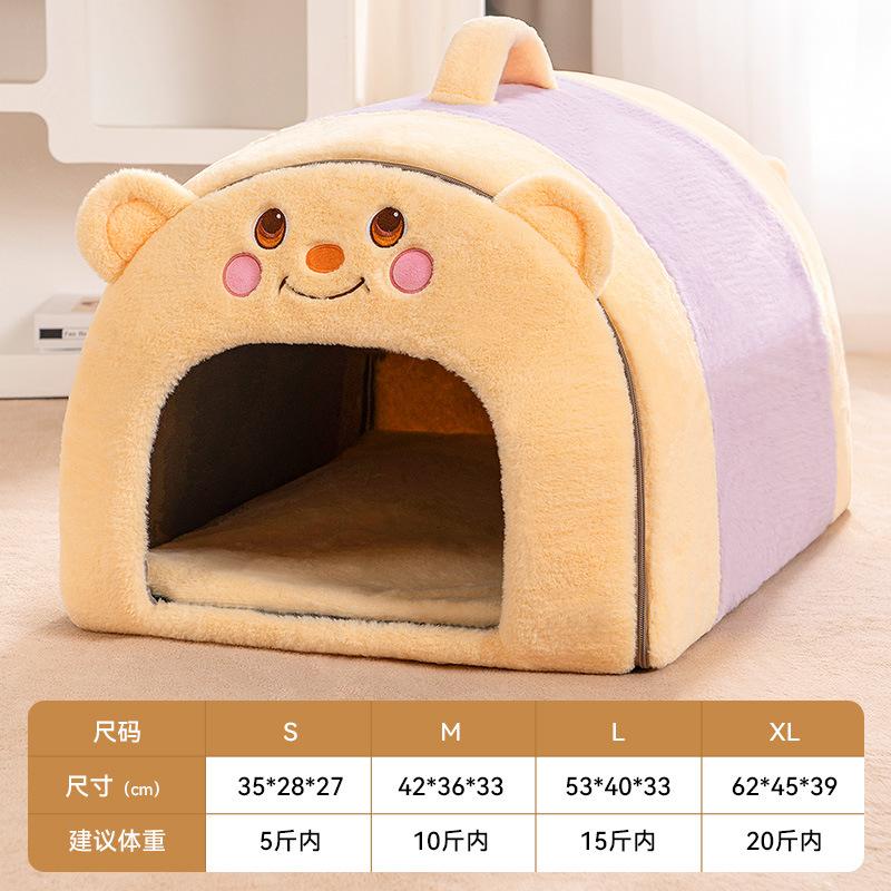 

Enclosed Thermostat Heated Cat House Winter Warm Kitty Shelter Electric Heating Pet Pad Energy Efficient Velvet Pet Warmer S-35x28x27cm
