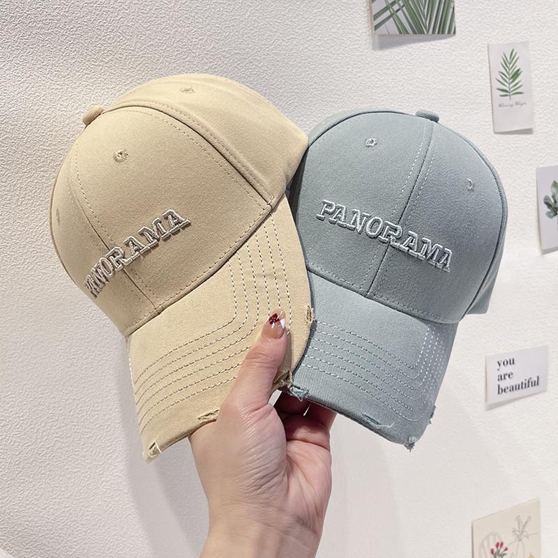 Cotton Baseball Cap With Embroidered Letter Design For Casual Streetwear And Sun Protection