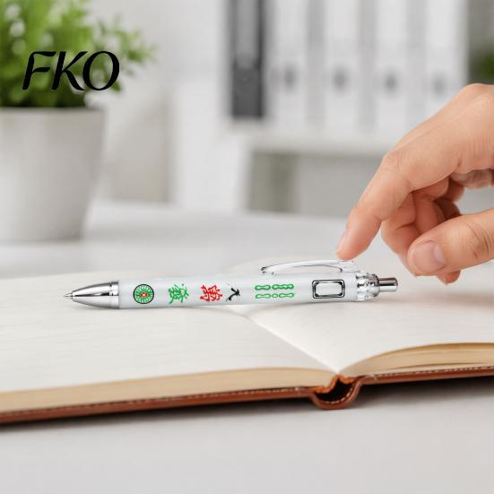 Unique Stationery for Card Players 8 Pcs Ballpoint Pens, Chinese Mahjong Retractable Rolling Ball Fine Point Ink Pen Students Smooth Writing Gel Pen,
