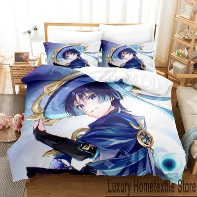 Anime Game Genshin Impact Scaramouche Bedding Set Boys Girls Twin Queen King Size Duvet Cover Pillowcase Bed Boys Adult