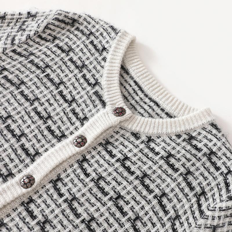 Lekasha Women's Cashmere Cardigan - Coco Style, Round Neck, Fashionable Knitwear for Autumn/Winter