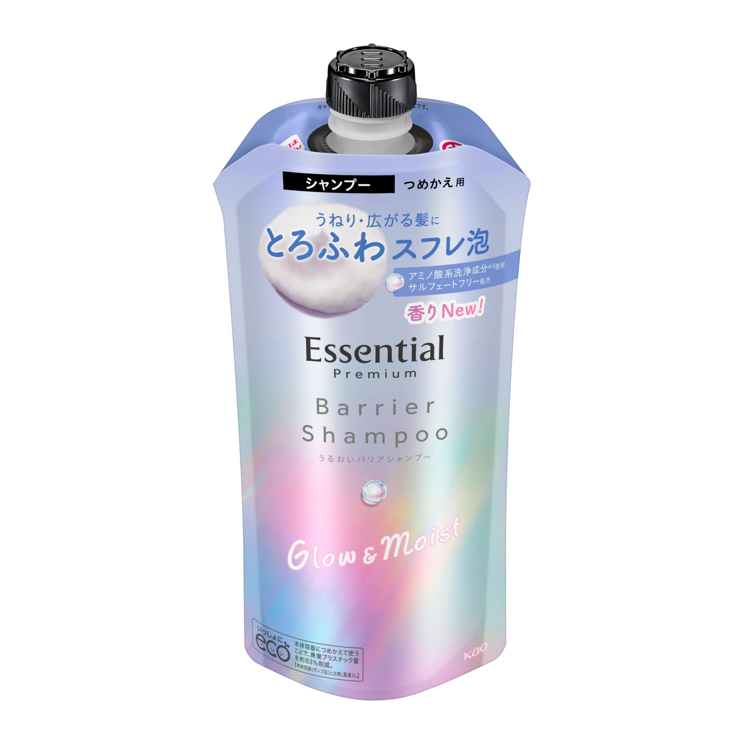 

Essential Premium Moisture Barrier Shampoo Glow Moist Refill 340ml & фиолетовый