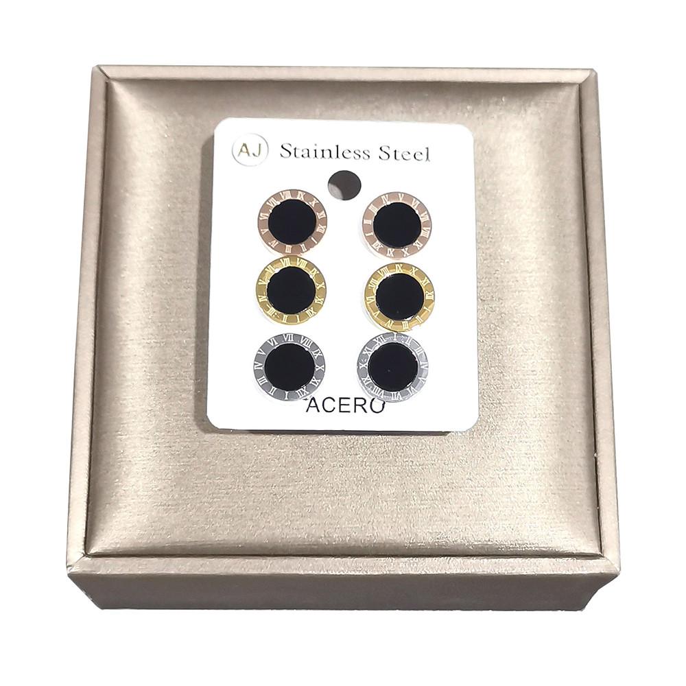 

316L STAINLESS STEEL ROMAN NUMERAL SINGLE CRYSTAL STUD EARRINGS ZIRCON COUPLE EARRINGS s