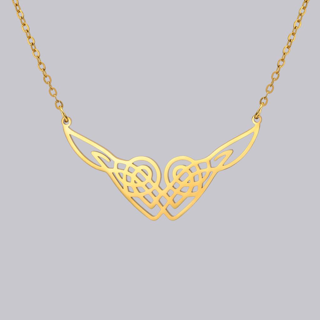 Celtic Heart Knot Necklace for Women Wing Pendant Stainless Steel Jewelry on the Neck Hollow out Accessories Wholesale 2026 New