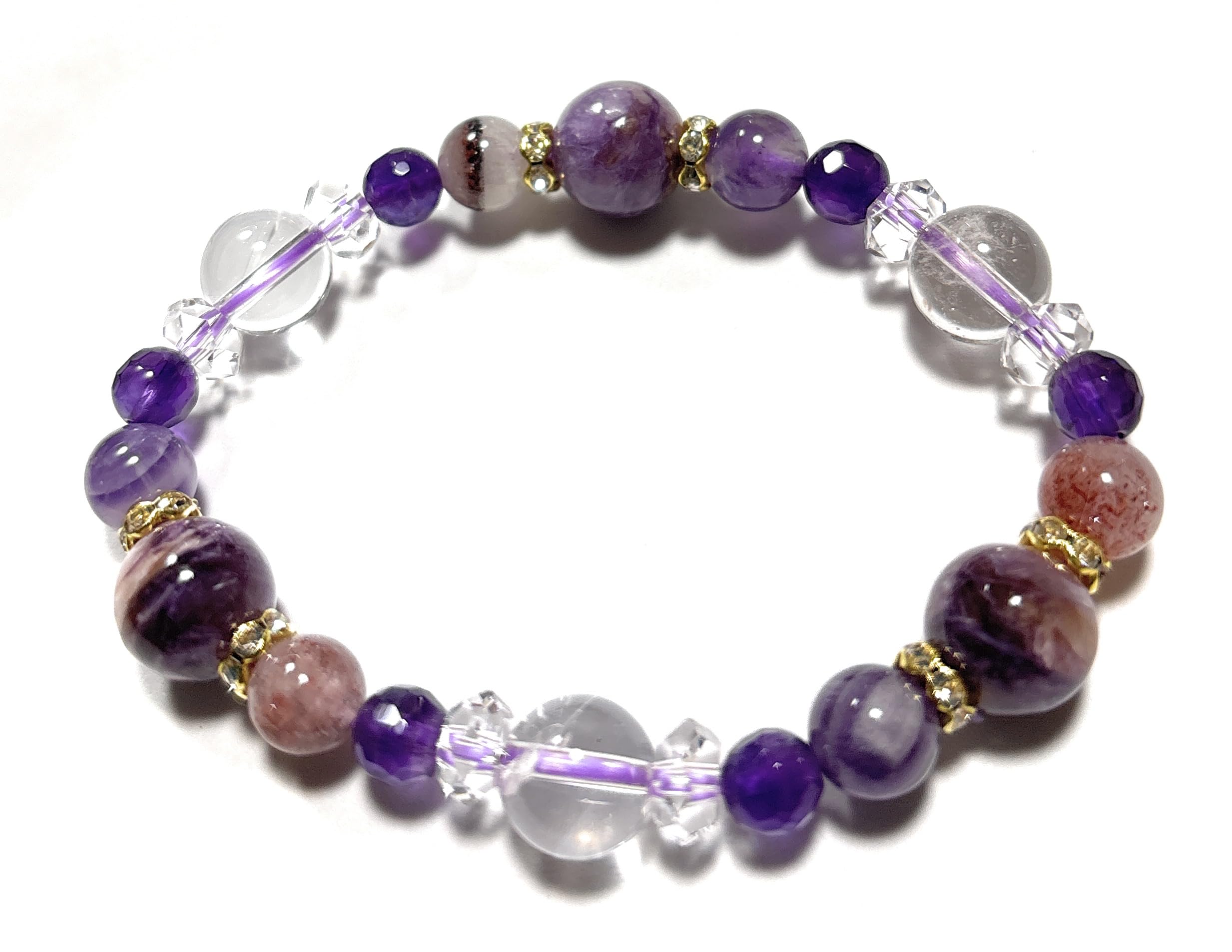 Limited Time Offer April [Malline] [Healing, Goal Achievement] Natural Stone Power Stone Bracelet Angel Silica & Charoite Amethyst Super Seven Inner