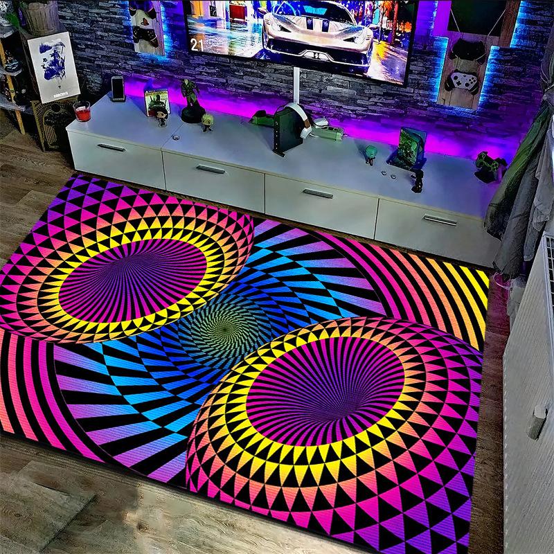 

Неоновий LED 3D Ілюзія Спіральна Сітка Тунель Килимок Візуальний Вплив Килим для Ігрової Кімнати Вітальні Домашнього Декору Декор Спальні Килим 40X60CM