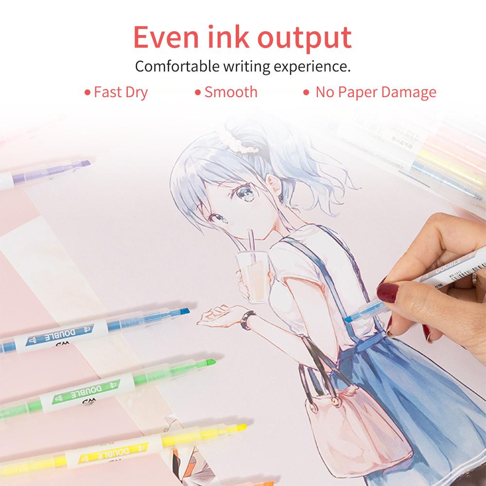 6 Colors Highlighter Pens Dual Tips Broad Chisel and Fine Tip Highlighter Markers Pen for Adults Students Children