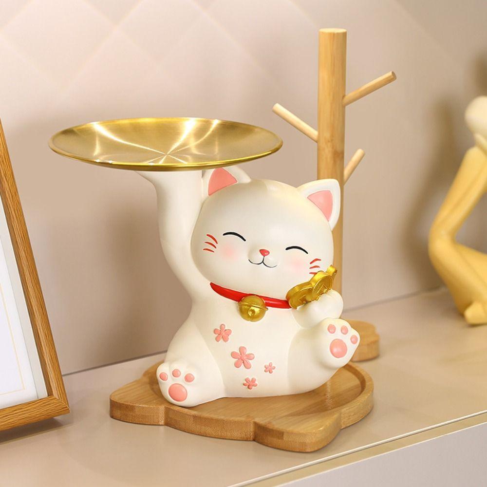 Gifts Porch Storage Easy Use Desktop Ornaments Storage Tray Lucky Cat Ornaments Key Storage Holder