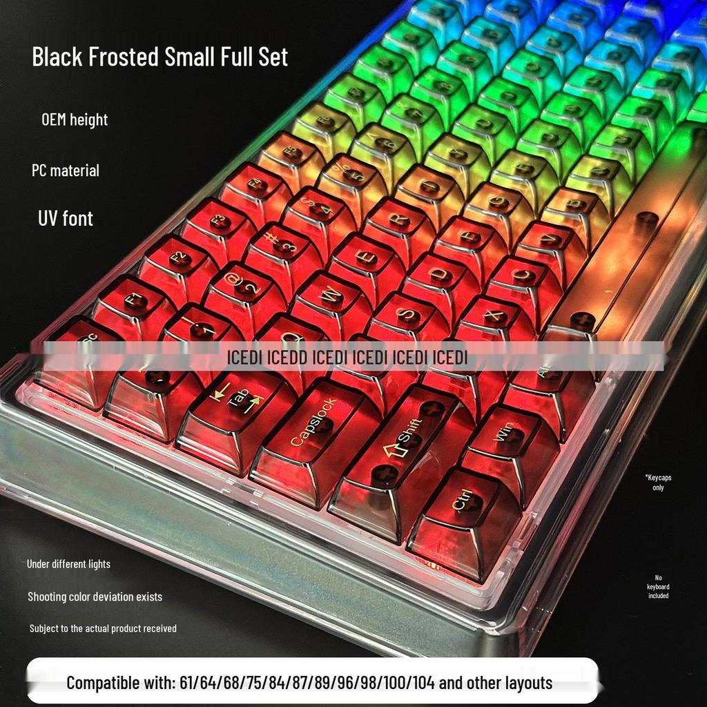 Matte Transparent Crystal Keycaps: 61/87/104-Key Universal, Customized, Highly Translucent.