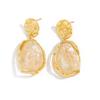 Ins Personality Trend Oil Drop Petal Stud Earrings, Retro Geometric Smudge Resin Earrings