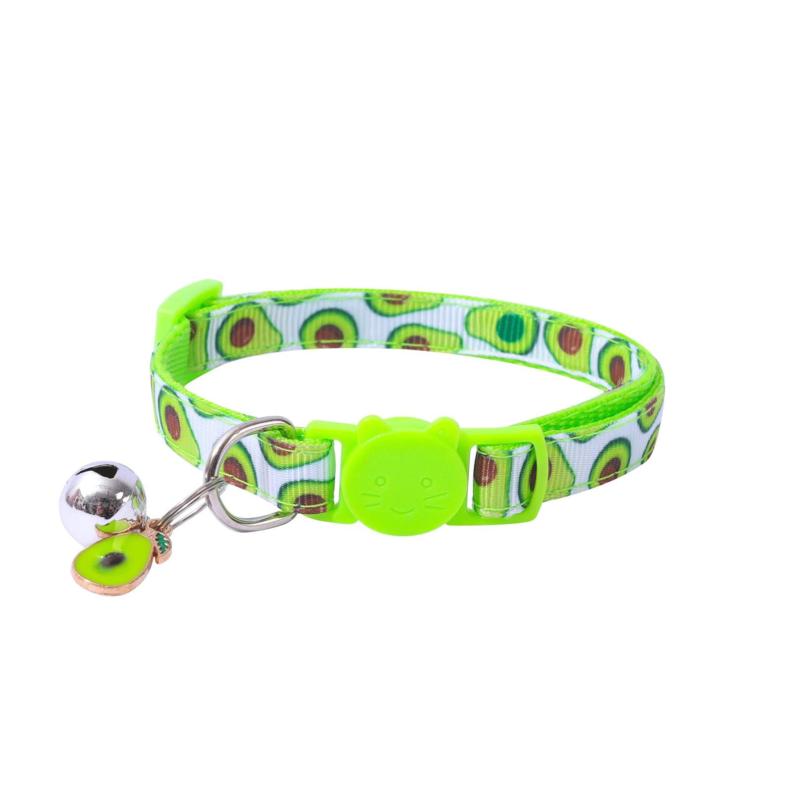 

(Куниде) Ошейник для кошек с фруктовой лентой для домашних животных и фруктовыми аксессуарами, ошейник для домашних животных-колокол One Size зелёный