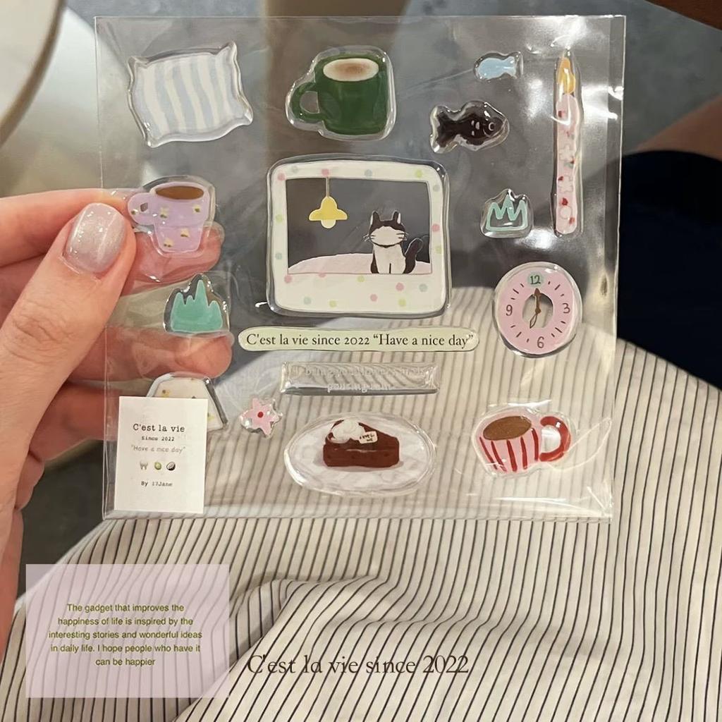 Girlish Cute Pink Fruit Ice Cream 3D Relief Stickers High-quality Epoxy Resin Jelly Decals for IPad Laptops Phone Case DIY Decor