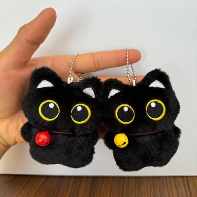 Cute Little Black Cat Bell Keychain Pendant Plush Toy Doll Christmas Tree Hanging Accessories For Boy Girl Brithday Gifts