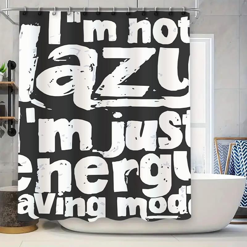 

Modern Black White Text Shower Curtain Perfect For Your Bathroom Decor W60H190(CM)-1 Pcs