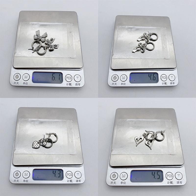 4Pairs Elegant Heart Shaped Earrings Unique and Fashionable Butterfly Hoop Earrings Elegant Earwear Accessory for Women