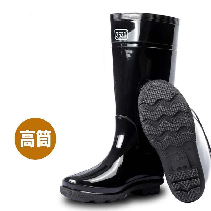 Hoge schacht regenlaarzen heren waterdichte laarzen drievoudig beschermde PVC regenlaarzen rubber schoenen