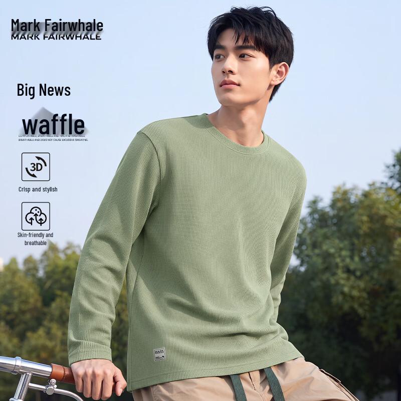 Mark Fairwhale Men's Waffle Knit Long-Sleeve Casual T-Shirt