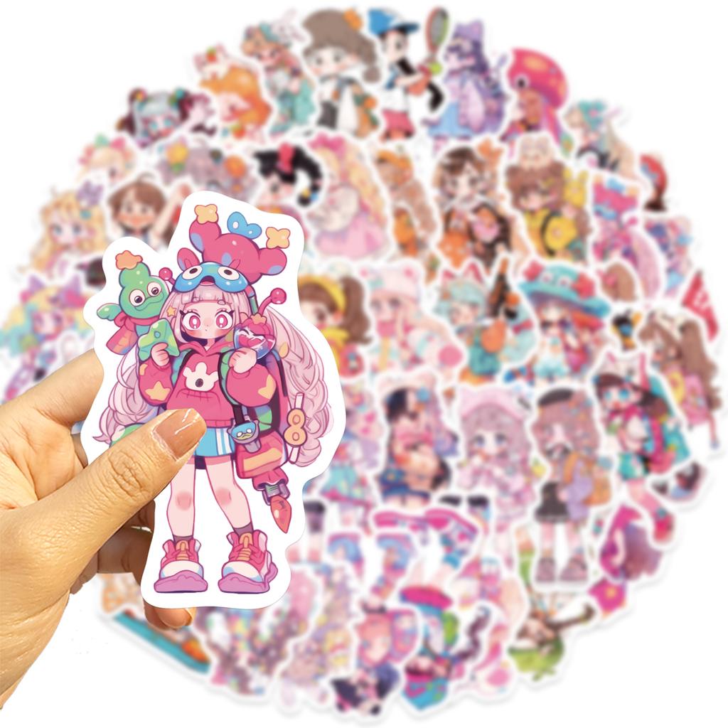 50Pcs Beautiful Girl Stickers Fashion Cartoon Diy Skateboard Phone Case Laptop Waterproof Cool Funny Sticker Decals Toy