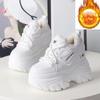 Fashion 12CM Synthetic Autumn Winter Spring Plush Warm Down Women Sneakers Wedge Ankle Booties Shoes Leather Platform Boots Winter