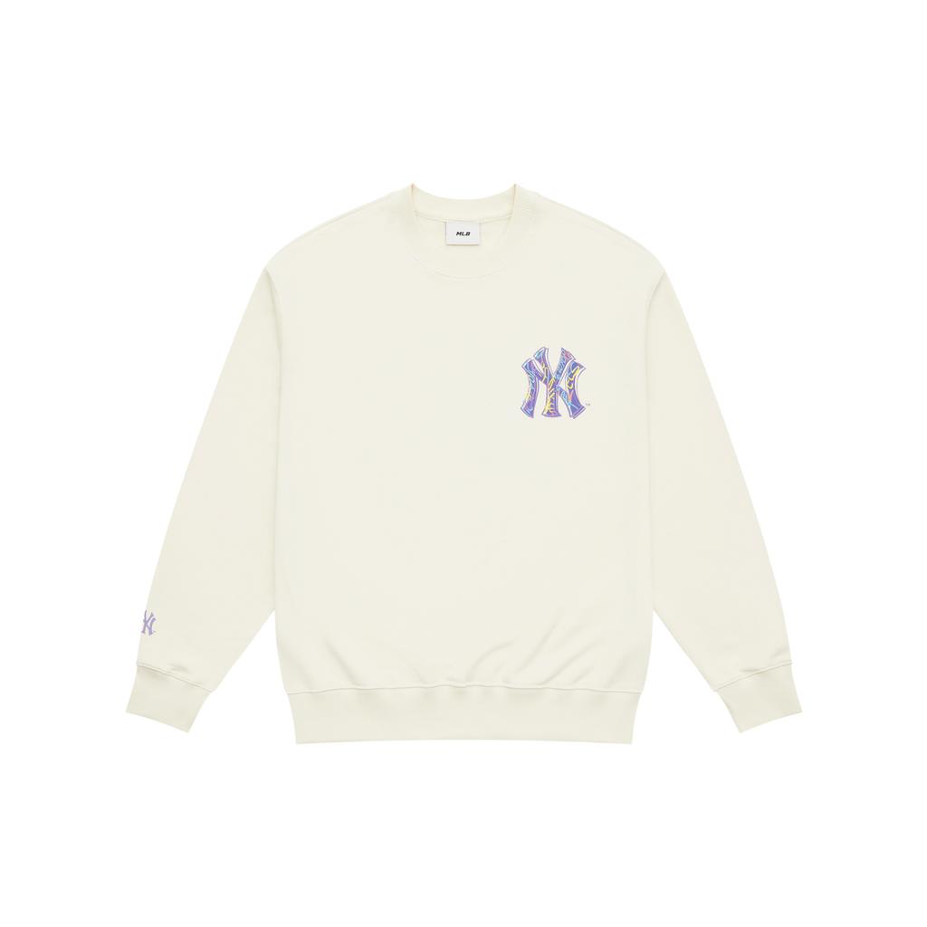 New MLB New York Yankees Basic Collection 24FW Crew Neck American Style Sweatshirt Unisex Cream 3AMTB1344-50CRD