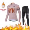 2025 Autumn and Winter Windproof Fleece Jacket Cycling Jersey Cycling Bib Men's Warm Top Road Bike Cycling Suit Long Set
