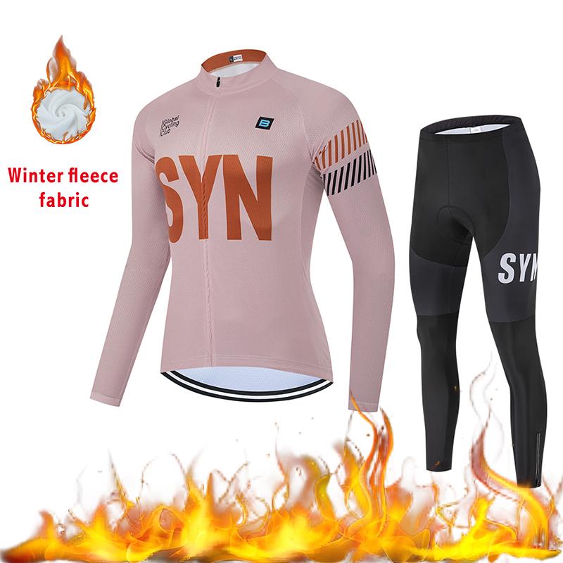 2025 Autumn and Winter Windproof Fleece Jacket Cycling Jersey Cycling Bib Men's Warm Top Road Bike Cycling Suit Long Set