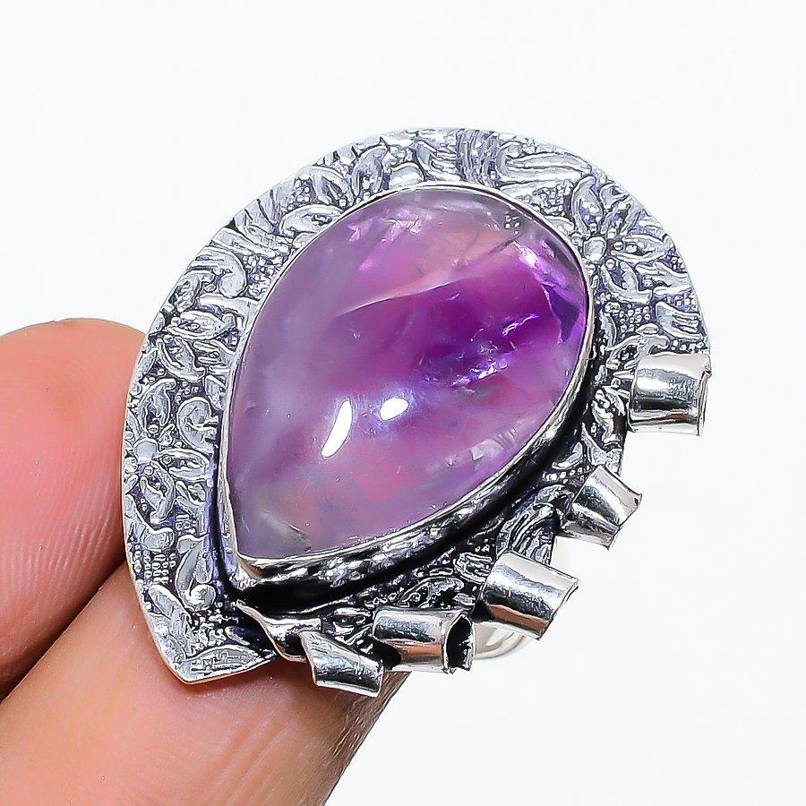 

Sage Amethyst Gemstone Handmade 925 Sterling Silver Jewelry Ring Size 8.5 SU-10510