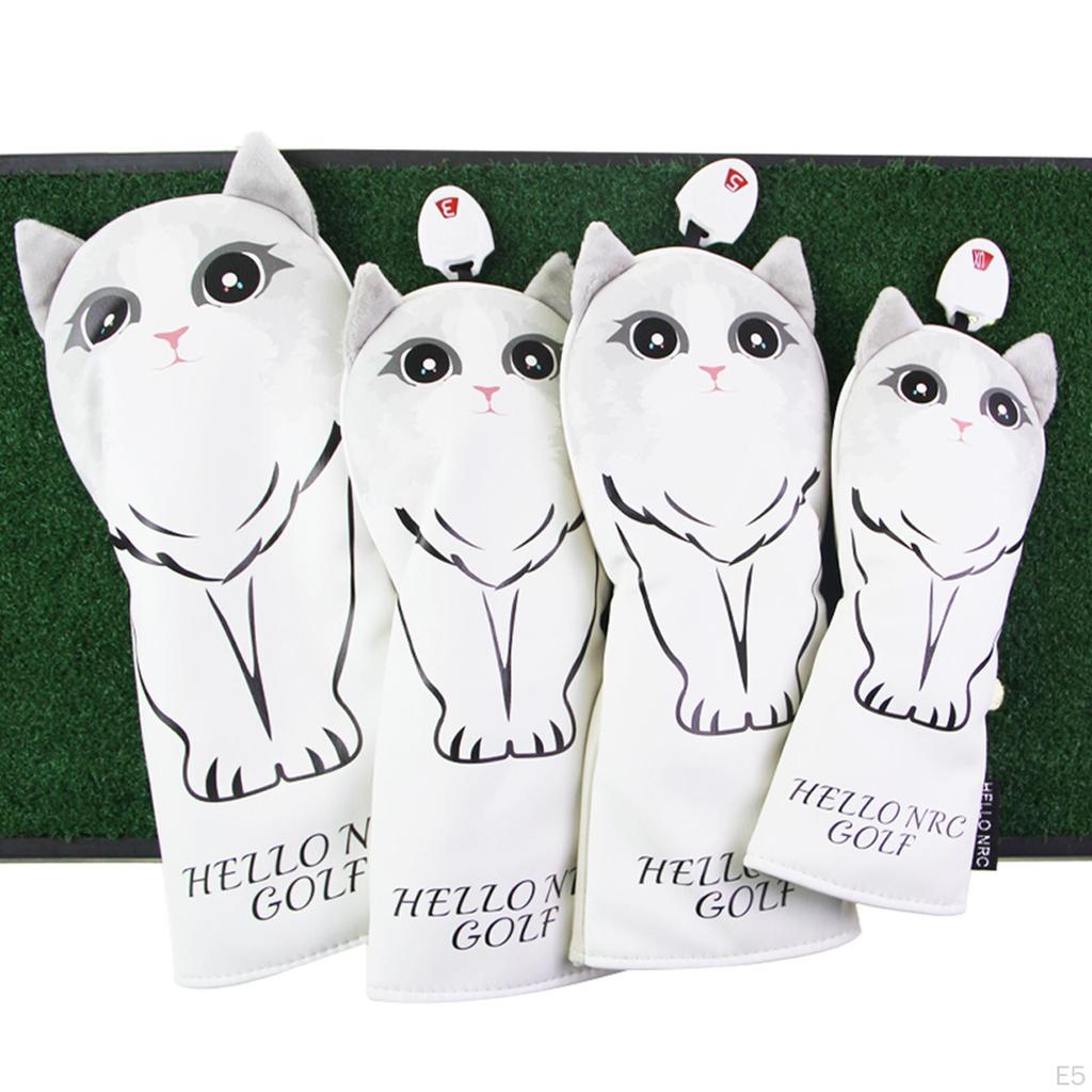 3pcs / 4pcs UT Cat Pattern Golf Hats wood top Cover, Guard Neck Cover