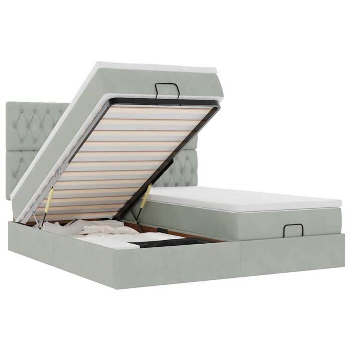 Maison Exclusive - Ottoman Bed Frame and Light Grey Mattress 160x200cm Velvet