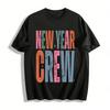 New Year Crew Retro Distressed Print Casual Top Pure Cotton T-shirt