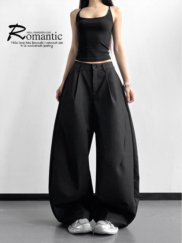 2026 Spring American Retro Wide-Leg Pleated Trousers - High Street Scissor-Leg Suit, Versatile, Loose, Slimming, Floor-Length Casual Pants.