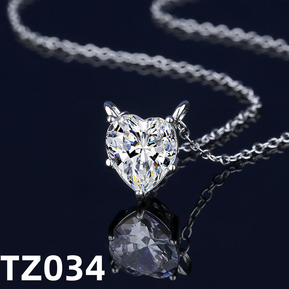 925 Silver Jewelry Set With Heart-Shaped Pendant Necklace, Earrings And Rings, Elegant Jewelry Accessories For Women